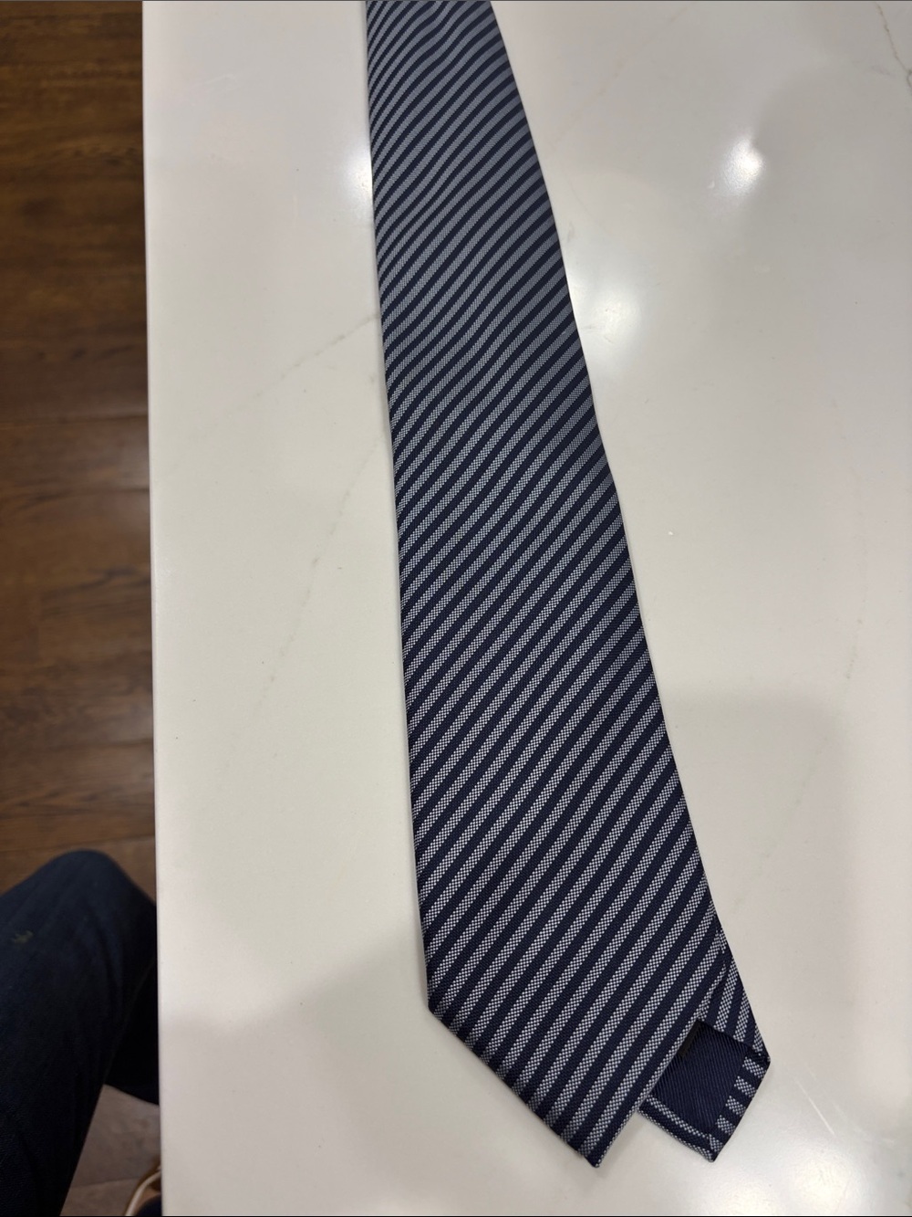Ermenegildo Zegna Navy and Light Gray Diagonal Stripe Silk Tie